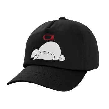 Baymax battery low, Adult Baseball Cap, 100% Cotton, Black (COTTON, ADULT, UNISEX, ONE SIZE)