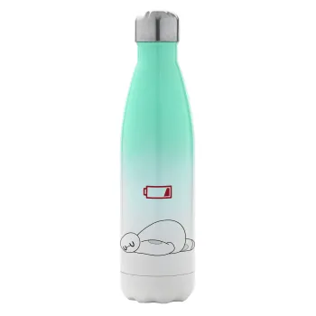 Baymax battery low, Μεταλλικό παγούρι θερμός Πράσινο/Λευκό (Stainless steel), διπλού τοιχώματος, 500ml
