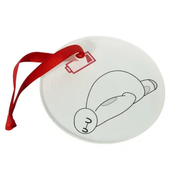 Baymax battery low, Christmas ornament glass 9cm