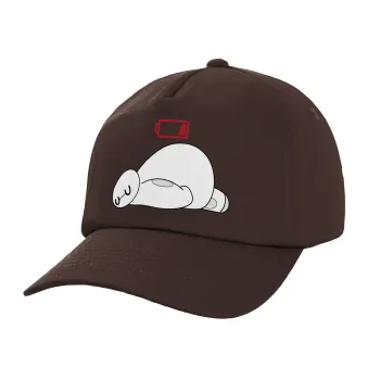 Baymax battery low, Adult Baseball Cap, 100% Cotton, Chocolate (COTTON, ADULT, UNISEX, ONE SIZE)