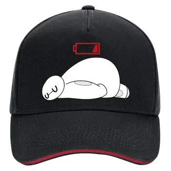 Baymax battery low, DRILL Adult Ultimate Hat BLACK/RED, (100% COTTON, ADULT, UNISEX, ONE SIZE)