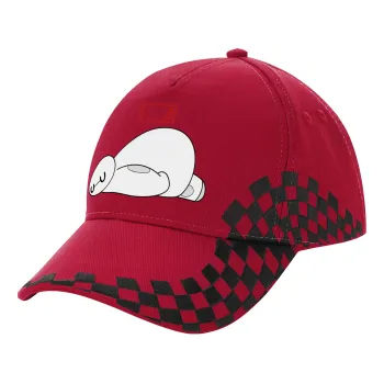 Baymax battery low, Adult Cap RACING Ultimate Red/Black, (100% COTTON DRILL, ADULT, UNISEX, ONE SIZE ADULT)