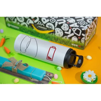 Baymax battery low, Πασχαλινή Λαμπάδα με Travel Tumbler θερμό με διπλό καπάκι (600ml, BPA free) & κερί αρωματικό πλακέ (30cm) (ΤΙΡΚΟΥΑΖ)