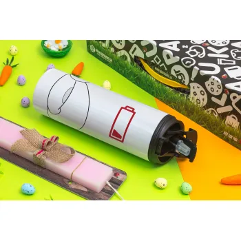 Baymax battery low, Πασχαλινή Λαμπάδα με Travel Tumbler θερμό με διπλό καπάκι (600ml, BPA free) & κερί αρωματικό πλακέ (30cm) (ΡΟΖ)