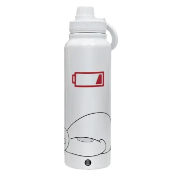 Baymax battery low, Θερμός 1L Ανοξείδωτο με Βάση Κινητού & Διπλά Τοιχώματα