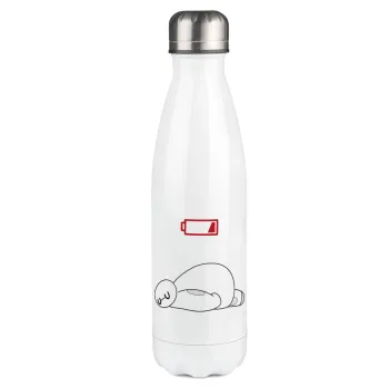 Baymax battery low, Metal mug thermos White (Stainless steel), double wall, 500ml