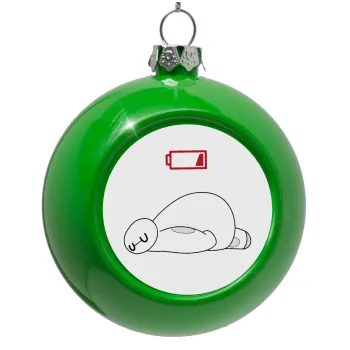 Baymax battery low, Στολίδι Χριστουγεννιάτικη μπάλα δένδρου Πράσινο 8cm