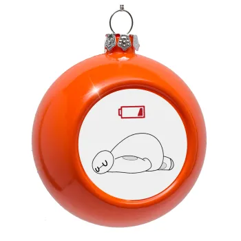 Baymax battery low, Orange Christmas tree ornament bauble 8cm