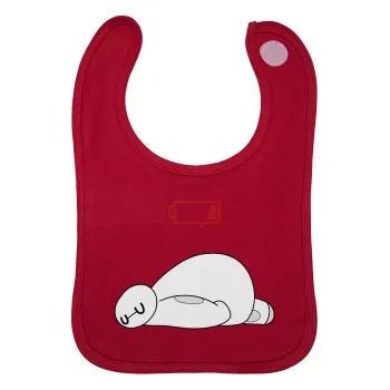 Baymax battery low, Σαλιάρα με Σκρατς Κόκκινη 100% Organic Cotton (0-18 months)