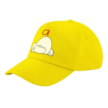 Baymax battery low, Καπέλο παιδικό Baseball, 100% Βαμβακερό Twill, Κίτρινο (ΒΑΜΒΑΚΕΡΟ, ΠΑΙΔΙΚΟ, UNISEX, ONE SIZE)