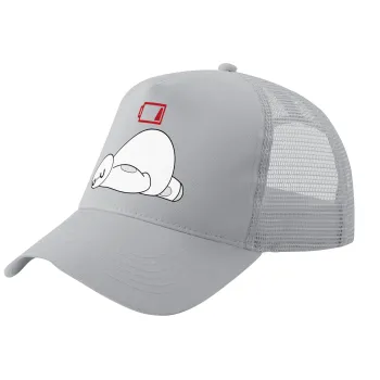 Baymax battery low, Trucker Hat with Mesh, GREY, (COTTON, KIDS, UNISEX, ONE SIZE)