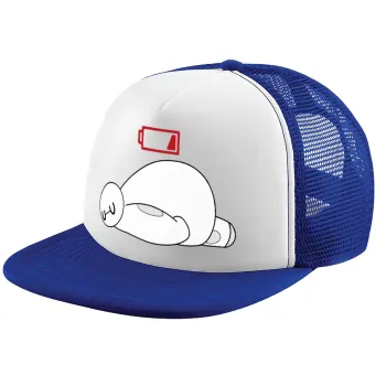 Baymax battery low, Adult Soft Trucker Hat with Blue/White Mesh (POLYESTER, ADULT, UNISEX, ONE SIZE)