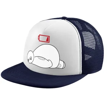Baymax battery low, Καπέλο παιδικό Soft Trucker με Δίχτυ ΜΠΛΕ ΣΚΟΥΡΟ/ΛΕΥΚΟ (POLYESTER, ΠΑΙΔΙΚΟ, ONE SIZE)