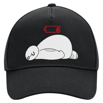 Baymax battery low, Adult Ultimate Hat BLACK, (100% COTTON DRILL, ADULT, UNISEX, ONE SIZE)