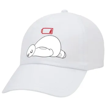 Baymax battery low, Καπέλο Ενηλίκων Baseball Λευκό 5-φύλλο (POLYESTER, ΕΝΗΛΙΚΩΝ, UNISEX, ONE SIZE)