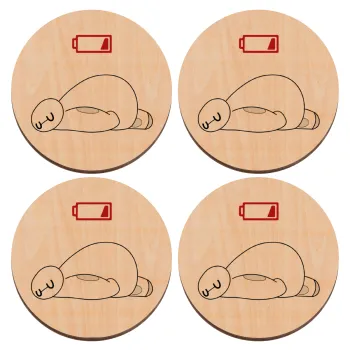 Baymax battery low, ΣΕΤ x4 Σουβέρ ξύλινα στρογγυλά plywood (9cm)