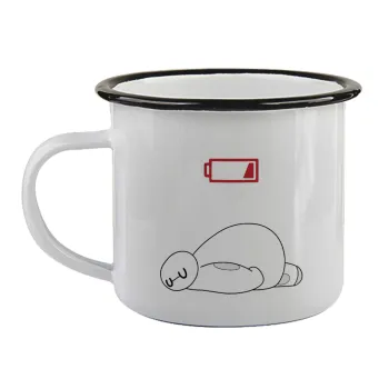 Baymax battery low, Κούπα εμαγιέ με μαύρο χείλος 360ml