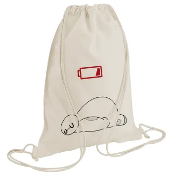Baymax battery low, Τσάντα πλάτης πουγκί GYMBAG natural (28x40cm)
