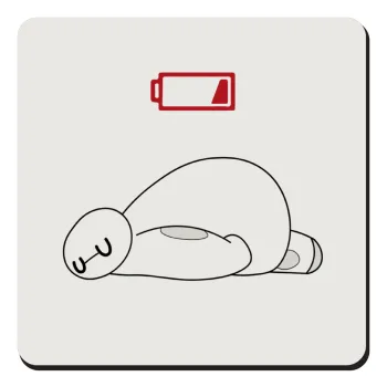 Baymax battery low, Τετράγωνο μαγνητάκι ξύλινο 9x9cm