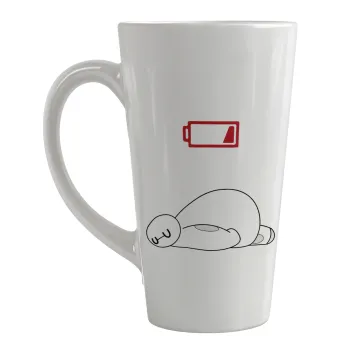 Baymax battery low, Κούπα κωνική Latte Μεγάλη, κεραμική, 450ml