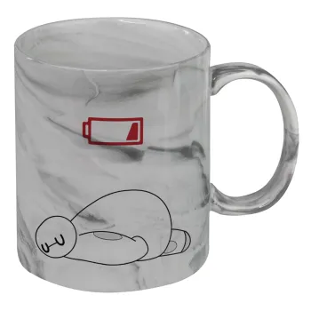 Baymax battery low, Κούπα κεραμική, marble style (μάρμαρο), 330ml