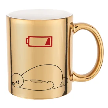 Baymax battery low, Mug ceramic, gold mirror, 330ml