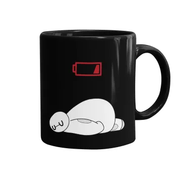 Baymax battery low, Κούπα Μαύρη, κεραμική, 330ml