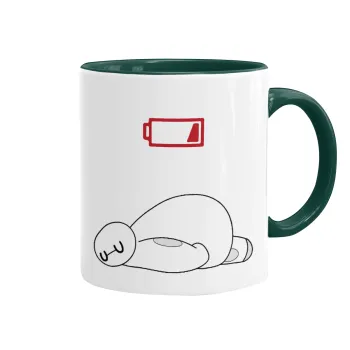 Baymax battery low, Mug colored green, ceramic, 330ml