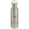 Stainless steel Silver with wooden lid (bamboo), double wall, 750ml