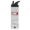 Metallic thermos bottle with straw & handle, stainless steel (Stainless steel 304), double-walled, 600ml.