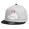 Child's Flat Snapback Hat, White (100% COTTON, CHILDREN'S, UNISEX, ONE SIZE)