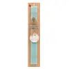 Easter Set, wooden keychain & aromatic flat Easter candle (30cm) (TURQUOISE)