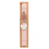 Easter Set, wooden keychain & scented flat Easter candle (30cm) (PINK)