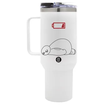 Baymax battery low, Mega Tumbler με καπάκι, διπλού τοιχώματος (θερμό) 1,2L