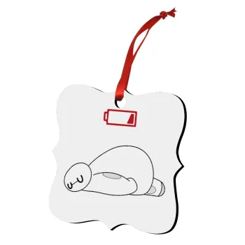 Baymax battery low, Christmas ornament polygon wooden 7.5cm