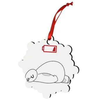 Baymax battery low, Στολίδι Χριστουγεννιάτικο στολίδι snowflake ξύλινο 7.5cm