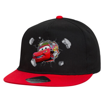 Brick McQueen, Καπέλο παιδικό snapback, 100% Βαμβακερό, Μαύρο/Κόκκινο