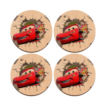 Brick McQueen, ΣΕΤ x4 Σουβέρ ξύλινα στρογγυλά plywood (9cm)