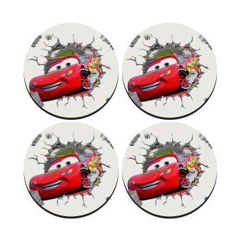 Brick McQueen, ΣΕΤ 4 Σουβέρ ξύλινα στρογγυλά (9cm)