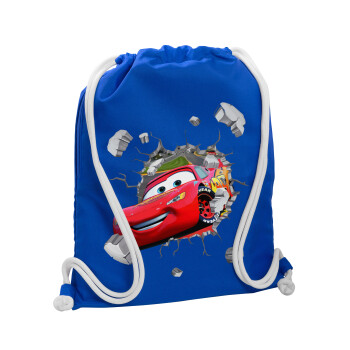 Brick McQueen, Τσάντα πλάτης πουγκί GYMBAG Μπλε, με τσέπη (40x48cm) & χονδρά κορδόνια
