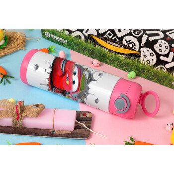 Brick McQueen, Easter candle, Childrens hot water bottle, stainless steel, with safety straw, PINK (500ml)