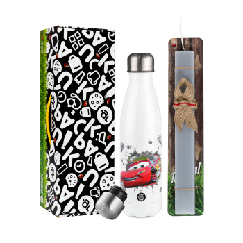 Brick McQueen, Easter candle, metallic white thermos bottle (500ml) & aromatic flat candle (30cm) (GRAY)