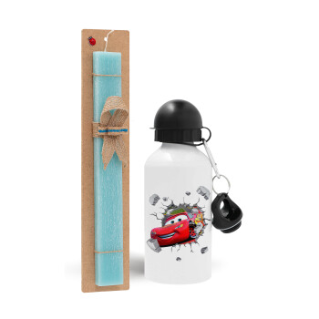 Brick McQueen, Easter Set, metallic aluminum water bottle (500ml) & scented flat candle (30cm) (TURQUOISE)