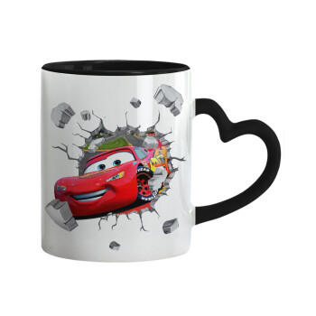 Brick McQueen, Κούπα καρδιά χερούλι μαύρη, κεραμική, 330ml