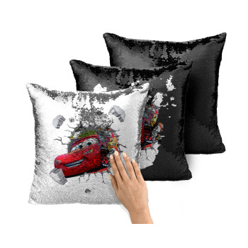 Brick McQueen, Μαξιλάρι καναπέ Μαγικό Μαύρο με πούλιες 40x40cm περιέχεται το γέμισμα