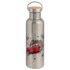 Stainless steel Silver with wooden lid (bamboo), double wall, 750ml