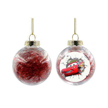 Brick McQueen, Χριστουγεννιάτικη μπάλα δένδρου διάφανη με κόκκινο γέμισμα 8cm