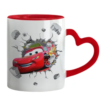 Brick McQueen, Mug heart red handle, ceramic, 330ml