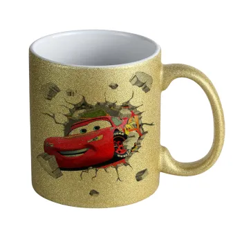 Brick McQueen, Κούπα Χρυσή Glitter που γυαλίζει, κεραμική, 330ml