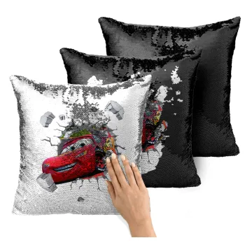 Brick McQueen, Μαξιλάρι καναπέ Μαγικό Μαύρο με πούλιες 40x40cm περιέχεται το γέμισμα